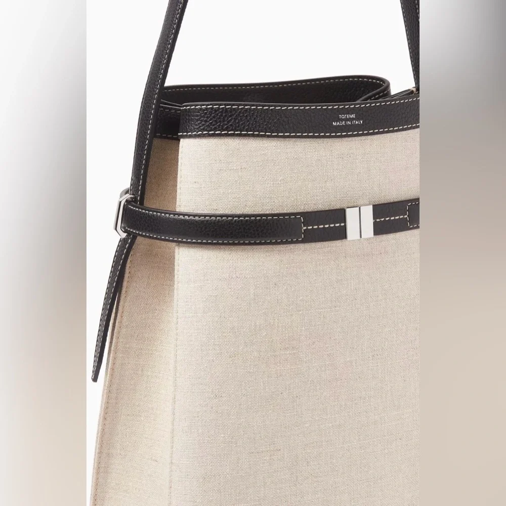 Toteme Belted Backed Bag, Canvas Black Leather - Picture 5 of 17